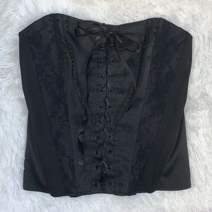 Maurices black satin corset, size S